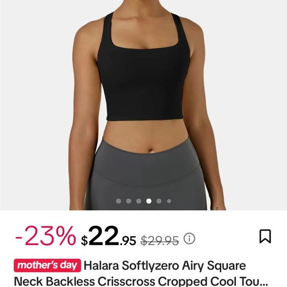Halara Softlyzero Airy Square Neck Crisscross Back Cropped Cool Touch Sports Top - Picture 6 of 10